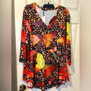 NWOT” Lily” Butterflies and Leopard Design Top